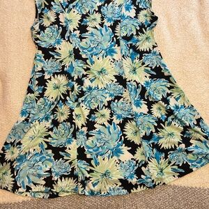 Floral Mini Dress in Blue and Green